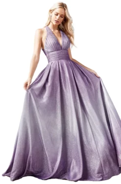 Cinderella Divine - CW222 Pleated Plunging Halter Ballgown