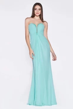 Cinderella Divine - Embellished Ruched Plunging Sweetheart Dress
