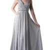 Cinderella Divine - Embellished Surplice Pleated V-neck A-line Dress
