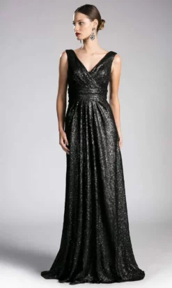 Cinderella Divine - ET326 Surplice Bodice Draping Sequined Gown -Hot Sale WEDDING Store cinderella divine et326 surplice bodice draping sequined gown prom dresses 2 black 28141807206483