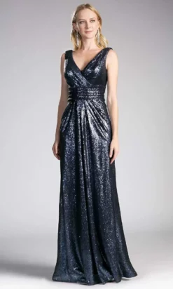 Cinderella Divine - ET326 Surplice Bodice Draping Sequined Gown