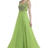 Cinderella Divine - J733 Beaded Scoop Neck Chiffon A-line Dress
