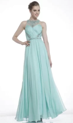 Cinderella Divine JC3373 - Crystal Embellished Pleated Long Dress -Hot Sale WEDDING Store cinderella divine jc3373 crystal embellished pleated long dress special occasion dress 4 mint 31099974320211