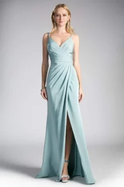 Cinderella Divine - KC1850 Sleeveless Wrap Bodice Drape-Detailed Gown -Hot Sale WEDDING Store cinderella divine kc1850 sleeveless wrap bodice drape detailed gown evening dresses 2 seafoam blue 28620755304531