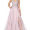 Cinderella Divine - KC897 Embroidered Lace A-line Long Dress