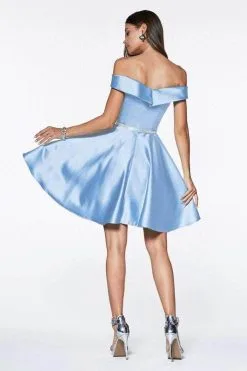 Cinderella Divine - Off-Shoulder Satin Finish A-Line Cocktail Dress CD0140 -Hot Sale WEDDING Store cinderella divine off shoulder satin finish a line cocktail dress cd0140 prom dresses 31562982916179