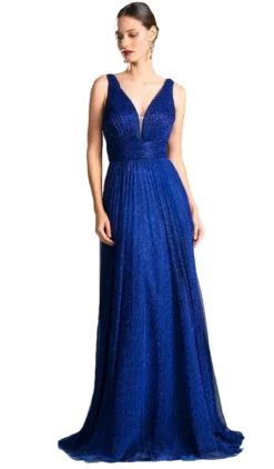 Cinderella Divine - Plunging V-Neck Shirr-Ornate A-Line Evening Gown -Hot Sale WEDDING Store cinderella divine plunging v neck shirr ornate a line evening gown mother of the bride dresses 2 blue 5648050683961