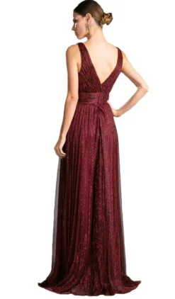 Cinderella Divine - Plunging V-Neck Shirr-Ornate A-Line Evening Gown -Hot Sale WEDDING Store cinderella divine plunging v neck shirr ornate a line evening gown mother of the bride dresses 28286722932819