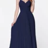 Cinderella Divine - Ruched Bodice A-Line Gown 7471 - 1 Pc Navy In Size 18 Available