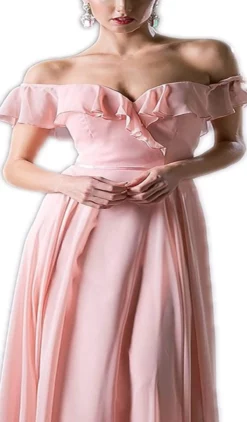 Cinderella Divine - Ruffled Off-Shoulder A-line Dress 6 Cinderella Divine - Ruffled Off-Shoulder A-line Dress -Hot Sale WEDDING Store cinderella divine ruffled off shoulder a line dress bridesmaid dresses 13746037850195