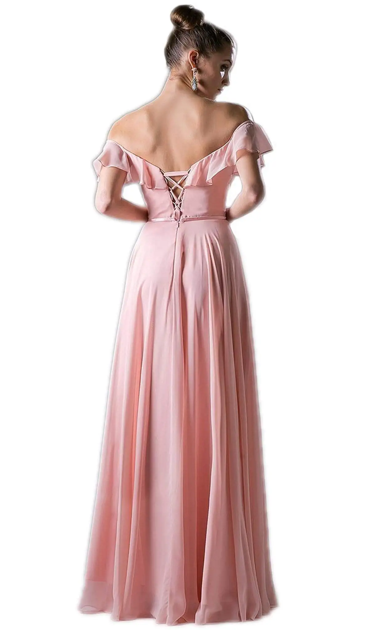 Cinderella Divine - Ruffled Off-Shoulder A-line Dress 2 Cinderella Divine - Ruffled Off-Shoulder A-line Dress - Image 2