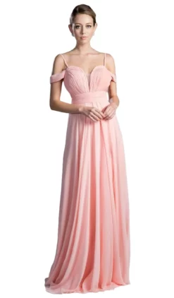 Cinderella Divine - Shirred Plunging Sweetheart Cold Shoulder Chiffon Gown 20 Cinderella Divine - Shirred Plunging Sweetheart Cold Shoulder Chiffon Gown -Hot Sale WEDDING Store cinderella divine shirred plunging sweetheart cold shoulder chiffon gown prom dresses 2 peach 28284683812947