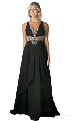 Cinderella Divine - Sleeveless Embellished Ruched A-line Dress 10 Cinderella Divine - Sleeveless Embellished Ruched A-line Dress -Hot Sale WEDDING Store cinderella divine sleeveless embellished ruched a line dress special occasion dress 2 black 5648240705593