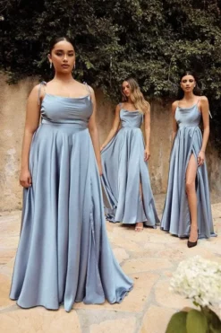 Cinderella Divine - Spaghetti Strap Sleek A-Line Gown BD104 -Hot Sale WEDDING Store cinderella divine spaghetti strap sleek a line gown bd104 ccsale xs dusty blue 30188721668179