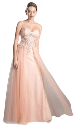 Cinderella Divine - Strapless Floral Lace Sweetheart A-line Dress