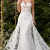 Cinderella Divine - Strapless Floral Trumpet Bridal Gown CB046W - 1 Pc Off White In Size 4 Available