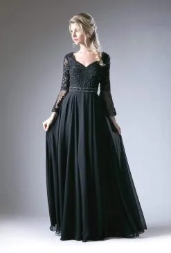 Cinderella Divine - Sweetheart Long Bell Sleeves Lace Evening Gown CR773 - 1 Pc Dusty Rose In Sizes 12 Available