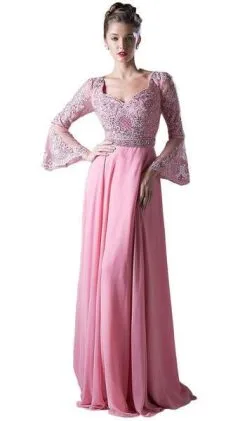Cinderella Divine - Sweetheart Long Bell Sleeves Lace Evening Gown CR773 - 1 Pc Dusty Rose In Sizes 12 Available -Hot Sale WEDDING Store cinderella divine sweetheart long bell sleeves lace evening gown cr773 1 pc dusty rose in sizes 12 available ccsale 12 dusty rose 7088838312019