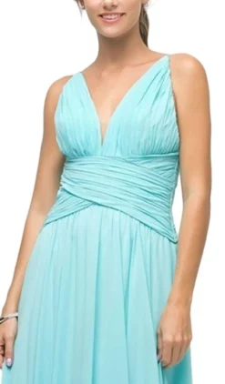 Cinderella Divine - UF295 Sleeveless Ruched Chiffon A-Line Dress -Hot Sale WEDDING Store cinderella divine uf295 sleeveless ruched chiffon a line dress bridesmaid dresses 28732850339923