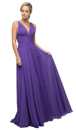 Cinderella Divine - UF295 Sleeveless Ruched Chiffon A-Line Dress -Hot Sale WEDDING Store cinderella divine uf295 sleeveless ruched chiffon a line dress bridesmaid dresses xs purple 28049201135699