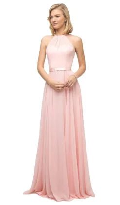 Cinderella Divine - UJ0010 Halter Chiffon A-line Dress