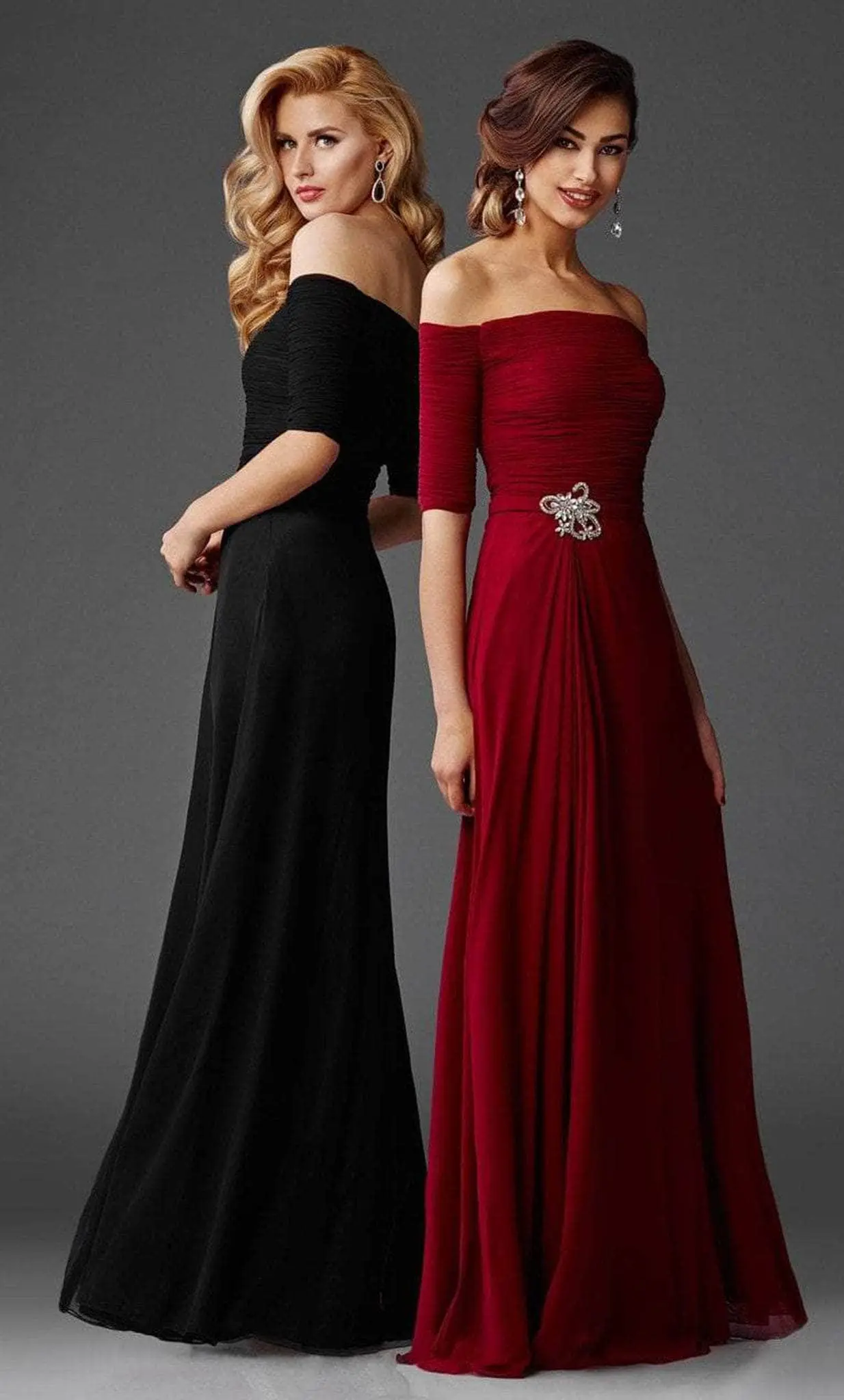 Clarisse - Quarter Sleeve Off-Shoulder Evening Dress M6404 - 1 Pc Navy In Size 12 Available 2 Clarisse - Quarter Sleeve Off-Shoulder Evening Dress M6404 - 1 Pc Navy In Size 12 Available - Image 2