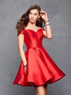 Clarisse - S3442 Bare Off Shoulder A Line Cocktail Dress -Hot Sale WEDDING Store clarisse s3442 bare off shoulder a line cocktail dress cocktail dresses 0 red 5855923175481