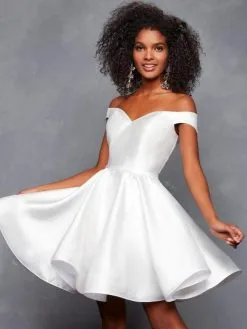 Clarisse - S3442 Bare Off Shoulder A Line Cocktail Dress -Hot Sale WEDDING Store clarisse s3442 bare off shoulder a line cocktail dress cocktail dresses 0 white 5855927664697