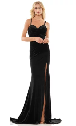 Colors Dress 2885 - Sleeveless Velvet Prom Dress