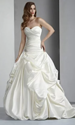 Da Vinci Bridal - 50004 Strapless Pleat-Ornate Satin Bridal Ballgown