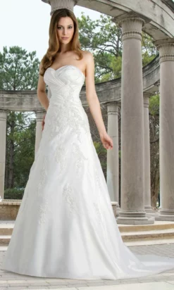 Da Vinci Bridal - 50070 Sweetheart Pleated Satin Embroidered Gown