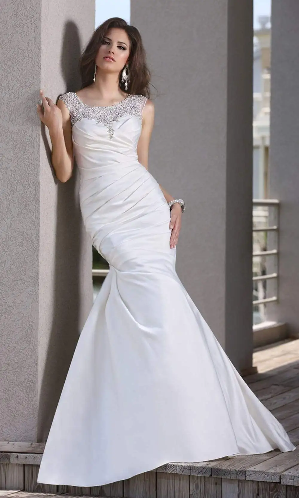 Da Vinci Bridal - 50258 Embellished Asymmetrical Trumpet Gown 1 Da Vinci Bridal - 50258 Embellished Asymmetrical Trumpet Gown