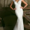 Da Vinci Bridal - 50320 Cap Sleeve V Neck Laced Dress