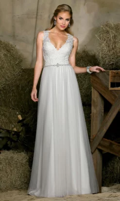 Da Vinci Bridal - 50322 Sleeveless Deep V Neck A-line Dress