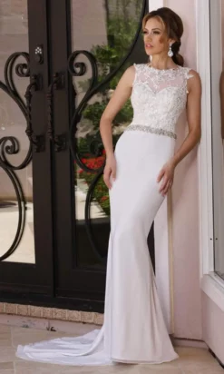 Da Vinci Bridal - 50364 Illusion Back Jewel Sheath Dress