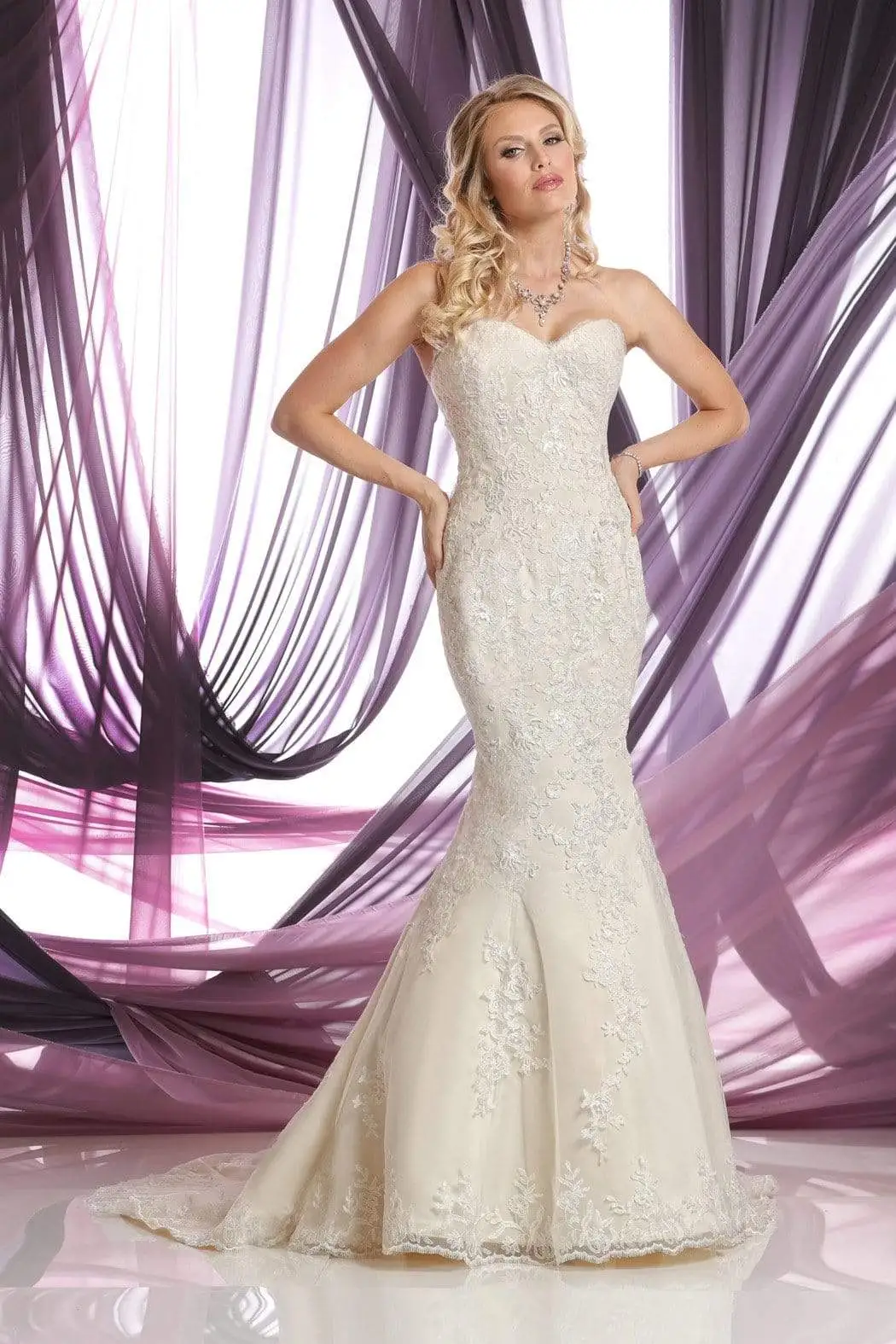 Da Vinci Bridal - 50381 Strapless Sweetheart Lace Mermaid Wedding Gown 3 Da Vinci Bridal - 50381 Strapless Sweetheart Lace Mermaid Wedding Gown - Image 3