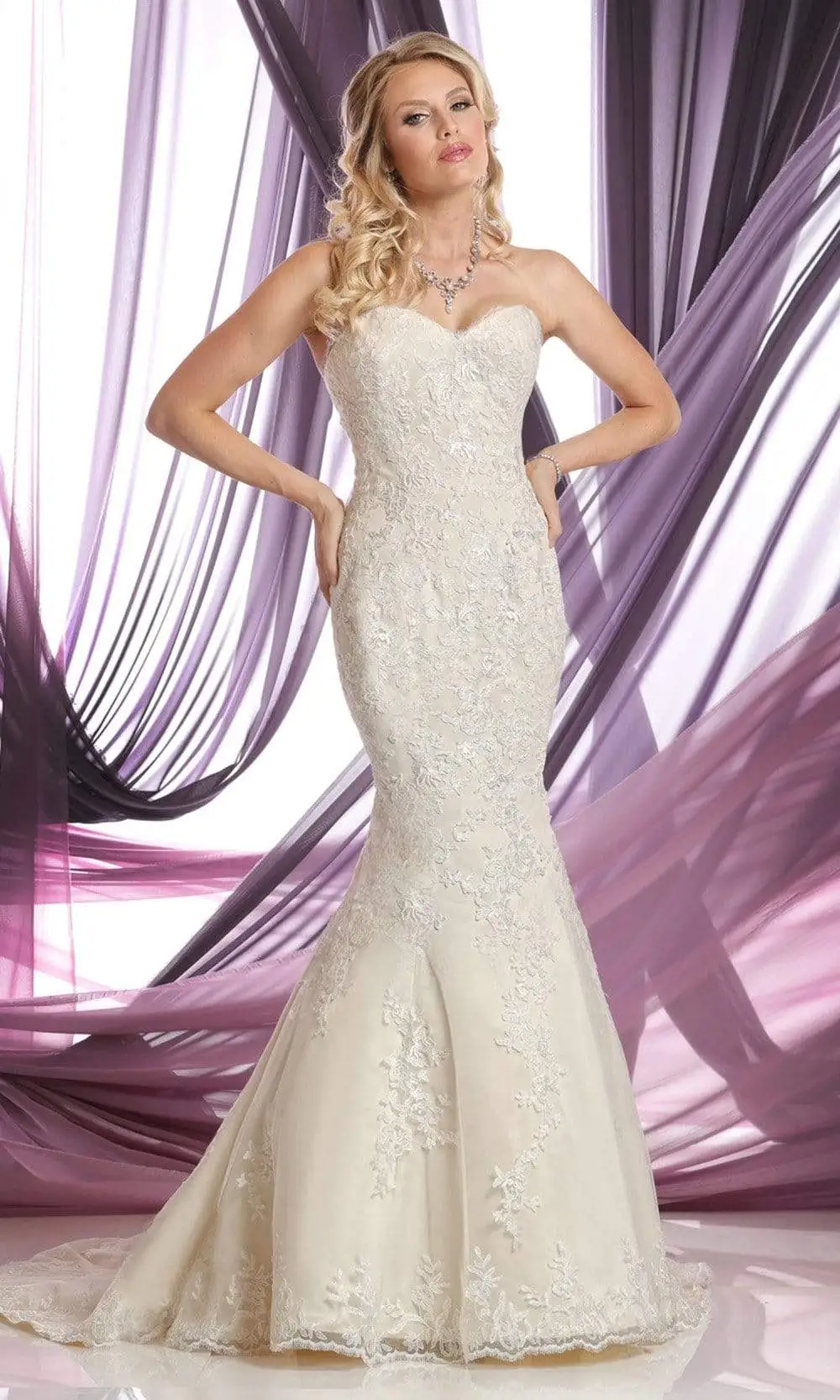 Da Vinci Bridal - 50381 Strapless Sweetheart Lace Mermaid Wedding Gown 1 Da Vinci Bridal - 50381 Strapless Sweetheart Lace Mermaid Wedding Gown
