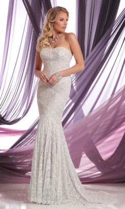 Da Vinci Bridal - 50409 Strapless Art Deco Lace Mermaid Wedding Dress