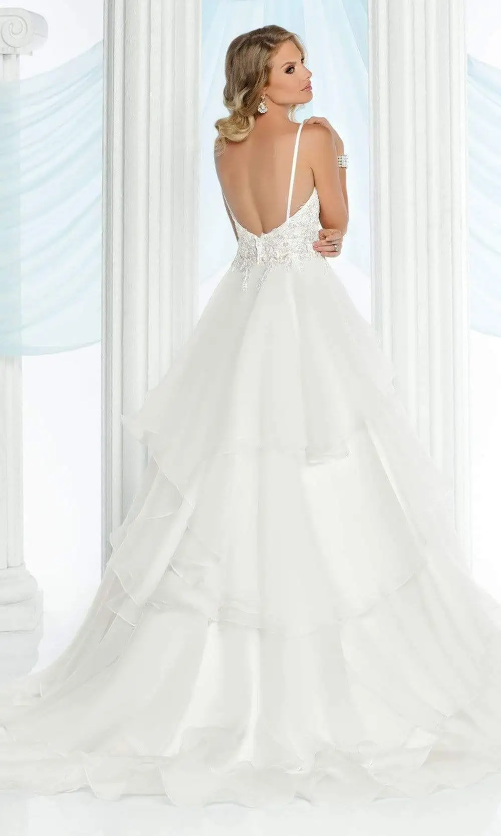 Da Vinci Bridal - 50411 Thin Strap Embroidered A-line Gown 2 Da Vinci Bridal - 50411 Thin Strap Embroidered A-line Gown - Image 2