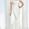 Da Vinci Bridal - 50421 Short Sleeve Embroidery Long Dress