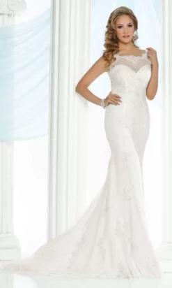 Da Vinci Bridal - 50428 Bateau Sleeveless Sheath Long Gown