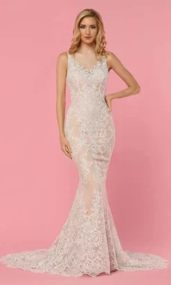 Da Vinci Bridal - 50439 Lace Applique Tulle Mermaid Wedding Dress