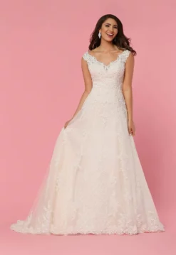 Da Vinci Bridal - 50444 V-Neck Lace Applique Tulle A-Line Wedding Gown -Hot Sale WEDDING Store da vinci bridal 50444 v neck lace applique tulle a line wedding gown bridal dresses 15445934080083