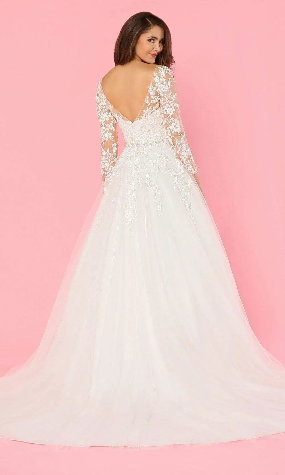 Da Vinci Bridal - 50470 Illusion Neckline Lace Tulle Ballgown Gown 2 Da Vinci Bridal - 50470 Illusion Neckline Lace Tulle Ballgown Gown - Image 2