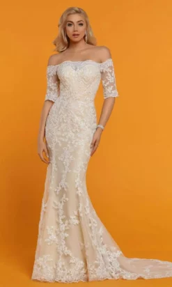 Da Vinci Bridal - 50529 Off Shoulder Sequin Lace Mermaid Wedding Gown