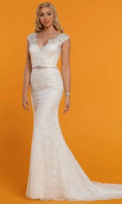 Da Vinci Bridal - 50540 Scalloped Hem Cap Sleeve Dress