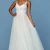 Da Vinci Bridal - 50552 V-Neck Low Scoop Back Lace Tulle Wedding Dress