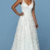 Da Vinci Bridal - 50554 Embroidered Sleeveless A-line Dress