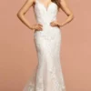 Da Vinci Bridal - 50578 Lace Deep V Neck Tulle Bridal Gown