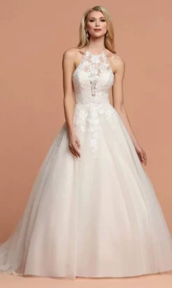 Da Vinci Bridal - 50598 Lace Halter Neck Tulle Bridal Ballgown